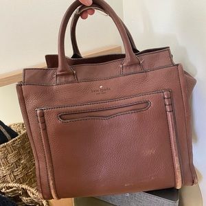 Large brown leather Kate spade bag